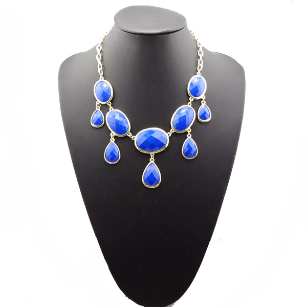N-0784 European style geometry Facets gems drip choker statement necklace
