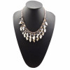 N-0766 Bohemia style multi  golden leaves crystal drip fruit gem choker necklace
