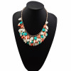 N-0766 Bohemia style multi  golden leaves crystal drip fruit gem choker necklace