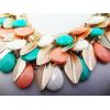 N-0766 Bohemia style multi  golden leaves crystal drip fruit gem choker necklace