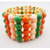 B-0009 korean style Multi color gold plated metal resin beads stretch bangel bracelet