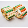 B-0009 korean style Multi color gold plated metal resin beads stretch bangel bracelet