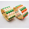 B-0009 korean style Multi color gold plated metal resin beads stretch bangel bracelet