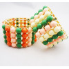 B-0009 korean style Multi color gold plated metal resin beads stretch bangel bracelet