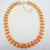 N-0260 koreab style statement gold plated resin gem choker  Necklace