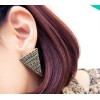 E-2022 New Arrival Vintage Style Bronze/Silver Triangle Shield Ear Stud Earring