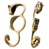 R-0084 New Arrival Vintage Gold Tone metal Tiger 3 fingers Ring
