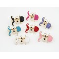 R-0128 New Fashion Gold Tone Metal Enamel Hat Mustache Open Double Fingers Ring