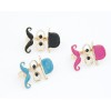 R-0128 New Fashion Gold Tone Metal Enamel Hat Mustache Open Double Fingers Ring