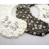 handmade black/white lace gun black pearl beads clear crystal collar N-2049