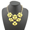 N-0776 New  Resin GemStone Charms Golden Flower Choker Bib Necklace