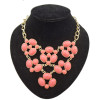 N-0776 New  Resin GemStone Charms Golden Flower Choker Bib Necklace