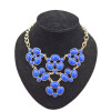 N-0776 New  Resin GemStone Charms Golden Flower Choker Bib Necklace