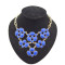 N-0776 New  Resin GemStone Charms Golden Flower Choker Bib Necklace