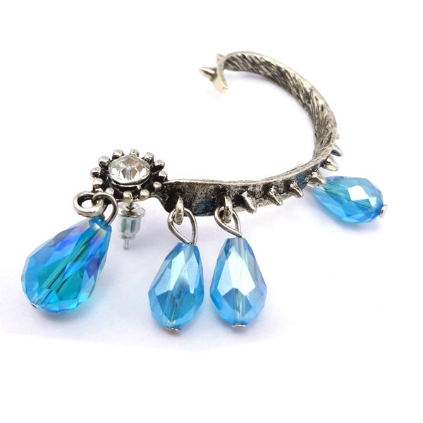 E-1176 New vintage style silver metal rivet rhinestone rivet ear cuff ear stud