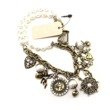 N-4806 New Heart Bird Angel Notre Dame de Paris Charms Pearl Choker Necklace