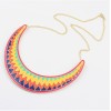 N-4503 Laides New Rainbow Bunting Enamel Golded Metal Bib Curve Collar Necklace