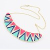 N-4504 Colorful Rainbow Enamel Triangle Hollowed Gold Metal Bib Collar Necklace