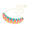 N-4504 Colorful Rainbow Enamel Triangle Hollowed Gold Metal Bib Collar Necklace