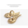 R-1029 yellow Rhinestone Double Fly Wings Opened Ring #5 Size
