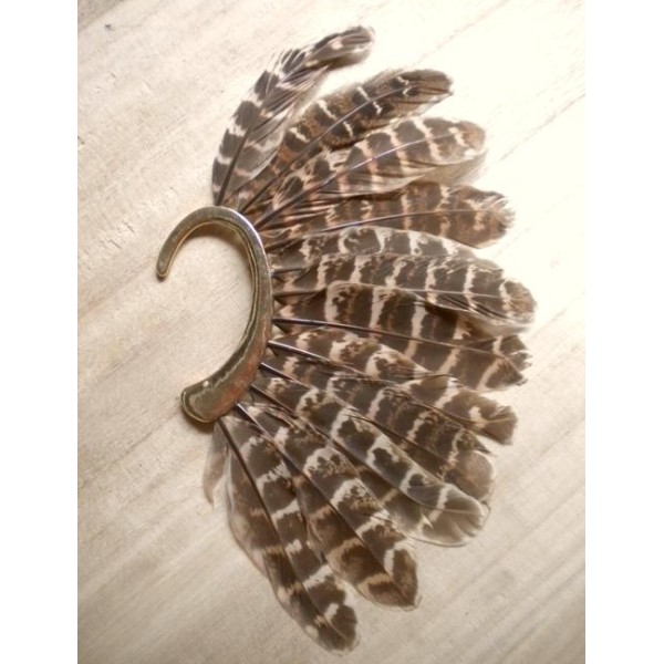 E-0598 New Unique 1Pc(Left)Unisex Big Feather Ear Cuff Non Piercing Gold Earring