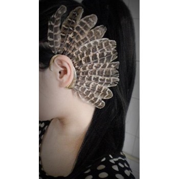 E-0598 New Unique 1Pc(Left)Unisex Big Feather Ear Cuff Non Piercing Gold Earring
