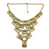 N-1796 New Arrival European Style Vintage Gold  Oblong Hollow Out  Pendant Choker Necklace