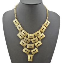 N-1796 New Arrival European Style Vintage Gold  Oblong Hollow Out  Pendant Choker Necklace