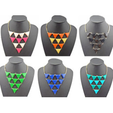 N-4255 European style gold plated metal resin triangle gem choker necklace