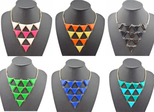 N-4255 European style gold plated metal resin triangle gem choker necklace