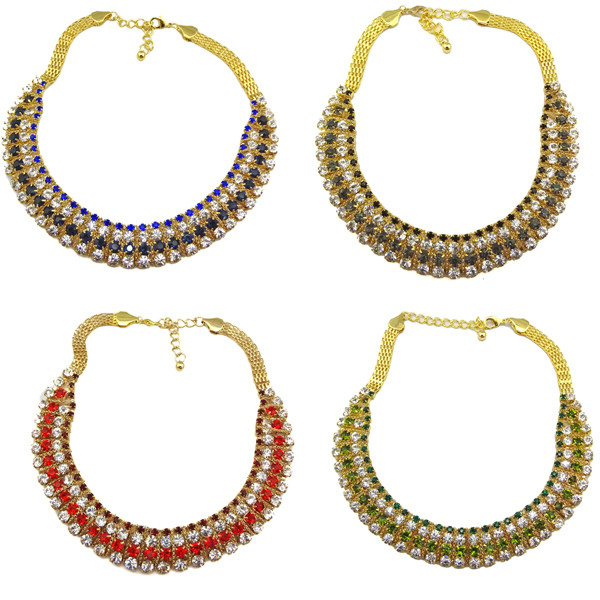 New Style gold plated Multilayer crystal snake chain choker necklace N-1257