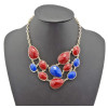 N-0791 New European Fashion Golden Metal Colorful Drop Resin Gem Choker Bib Necklace