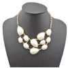 N-0791 New European Fashion Golden Metal Colorful Drop Resin Gem Choker Bib Necklace