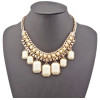 N-0511 Fashion Golden Metal Geometry Resin Gem Pendant Choker Bib Necklace