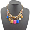 N-0511 Fashion Golden Metal Geometry Resin Gem Pendant Choker Bib Necklace