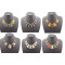N-0757 New Fashion Resin Gem Geometric Trapezoid Golden Metal Strip Choker Bib Necklace