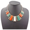 N-0757 New Fashion Resin Gem Geometric Trapezoid Golden Metal Strip Choker Bib Necklace