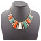 N-0757 New Fashion Resin Gem Geometric Trapezoid Golden Metal Strip Choker Bib Necklace