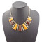 N-0757 New Fashion Resin Gem Geometric Trapezoid Golden Metal Strip Choker Bib Necklace
