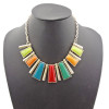 N-0757 New Fashion Resin Gem Geometric Trapezoid Golden Metal Strip Choker Bib Necklace