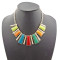 N-0757 New Fashion Resin Gem Geometric Trapezoid Golden Metal Strip Choker Bib Necklace