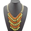 N-0752 New Fashion Resin Gem Beads Multilayer Chain Golden Metal Charming Choker Bib Necklace