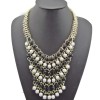 N-0752 New Fashion Resin Gem Beads Multilayer Chain Golden Metal Charming Choker Bib Necklace