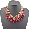 N-1535 New Fashion Charming Faux Pearl Beads Rhinestone Ball Multilayer Chain Golden Metal Choker Necklace