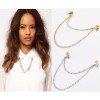 P-0044 New  Arrived European style Double Chain Rivet Brooch Necklace