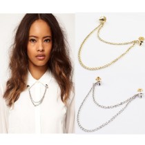 P-0044 New  Arrived European style Double Chain Rivet Brooch Necklace