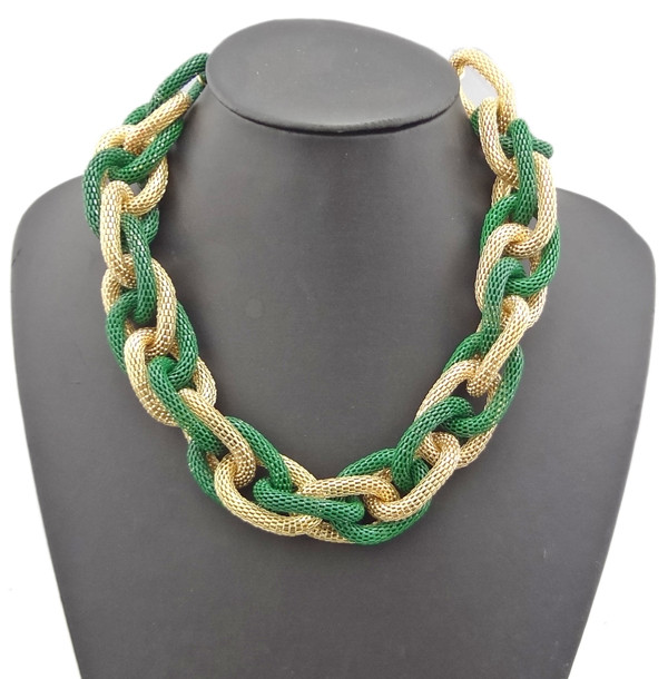 N-1005 New European style golden enamel  Circle snake chain bib necklace