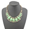 N-0566 New European style golden rhinestone geometry oval gem crescent bib necklace