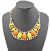 N-0566 New European style golden rhinestone geometry oval gem crescent bib necklace