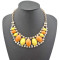 N-0566 New European style golden rhinestone geometry oval gem crescent bib necklace